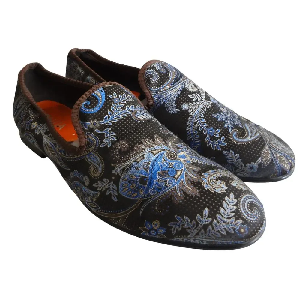Tallia Enrico Brocade Paisley Smoking Slippers Loafers Mens 9 Formal Cocktail